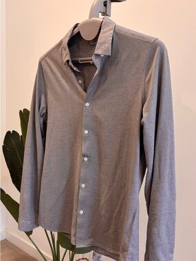 Tristan Gray Shirt with Blue Piping